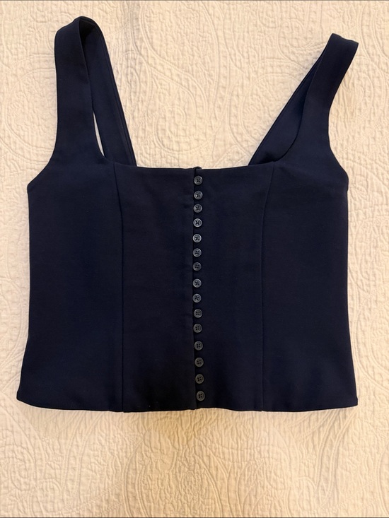 J. Crew Tops - Navy Button-Front Square Neck Tank Top